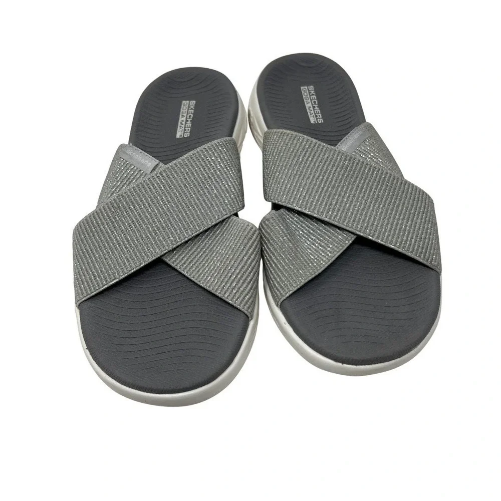 Skechers‎ Goga Mat Gen 5 Gray Slides Sandals Womens Comfort Shoes